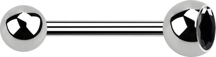 Image du produit Star Piercing Barbell argent avec boule et boule de cristal noir (sans laiton, Titane)