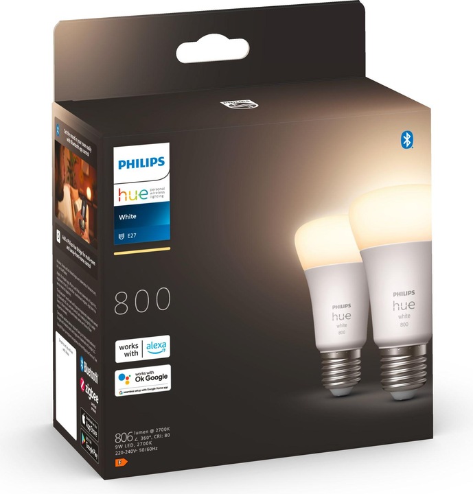 Productafbeelding Philips Hue Hue Wit BT (E27, 9.50 W, 806 lm, 2 x, F)