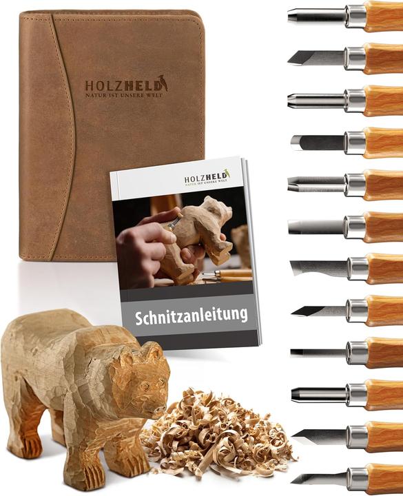 Produktbild Holzheld Schnitzwerkzeug-Set mit Ledertasche