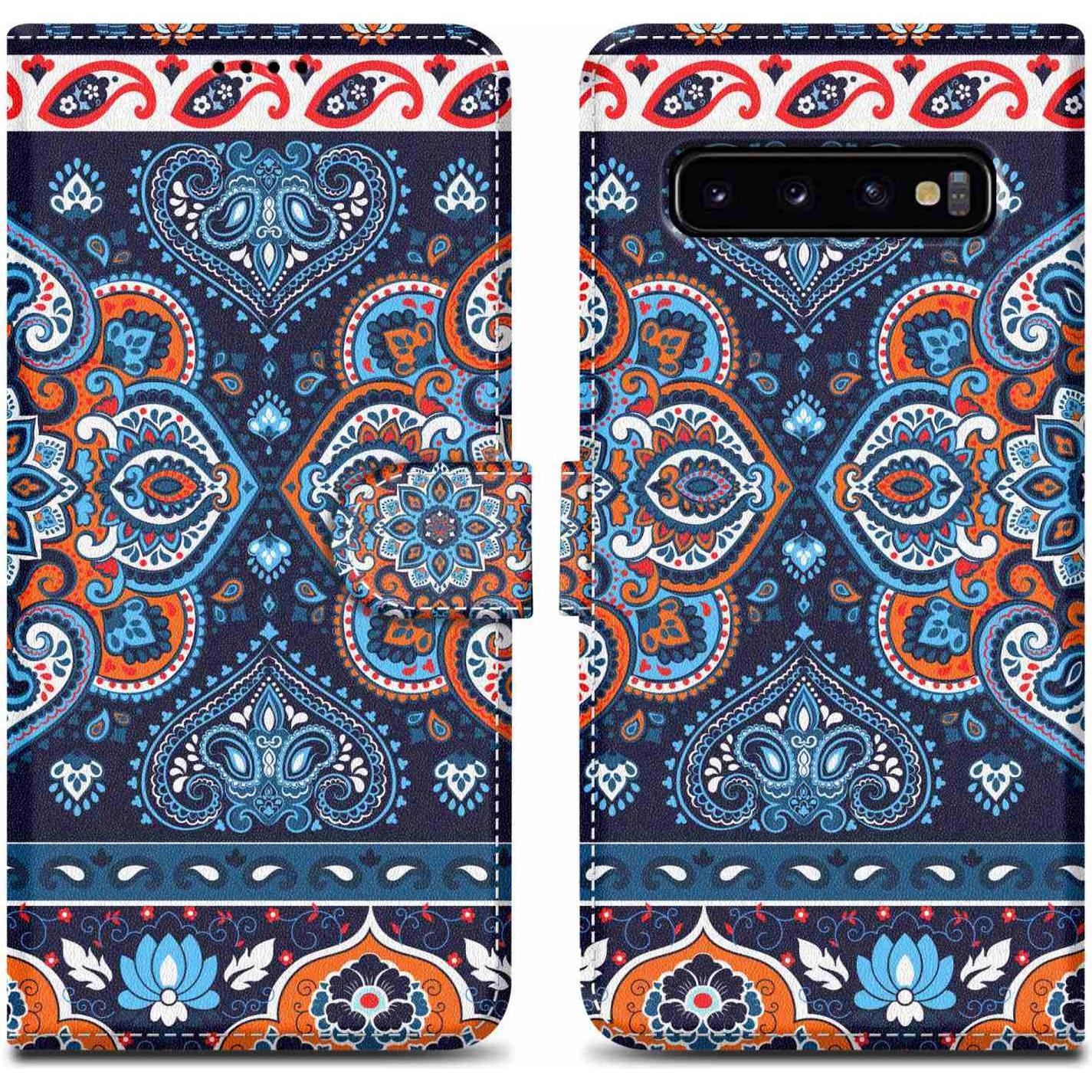 Cadorabo Book Hülle mit Print (Samsung Galaxy S10), Smartphone Hülle, Blau