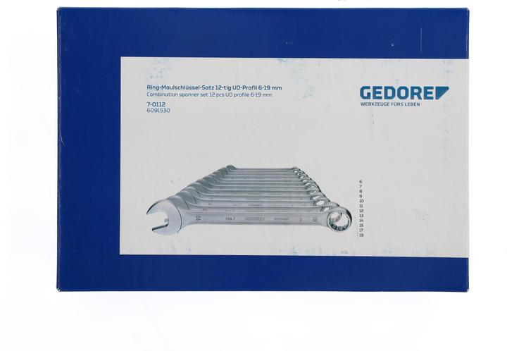 Image du produit Gedore 7-0112 Jeu de clés mixtes 12 pièces profil UD 6-19 mm (19 mm, 12 mm, 14 mm, 10 mm, 17 mm, 11 mm, 15 mm, 13 mm)