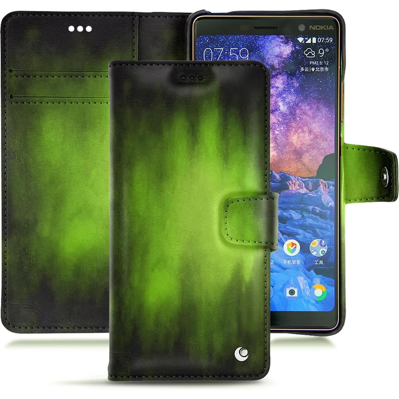 Thumbnail - Noreve Lederschutzhülle Wallet (Apple iPhone 7 Plus), Smartphone Hülle, Grün