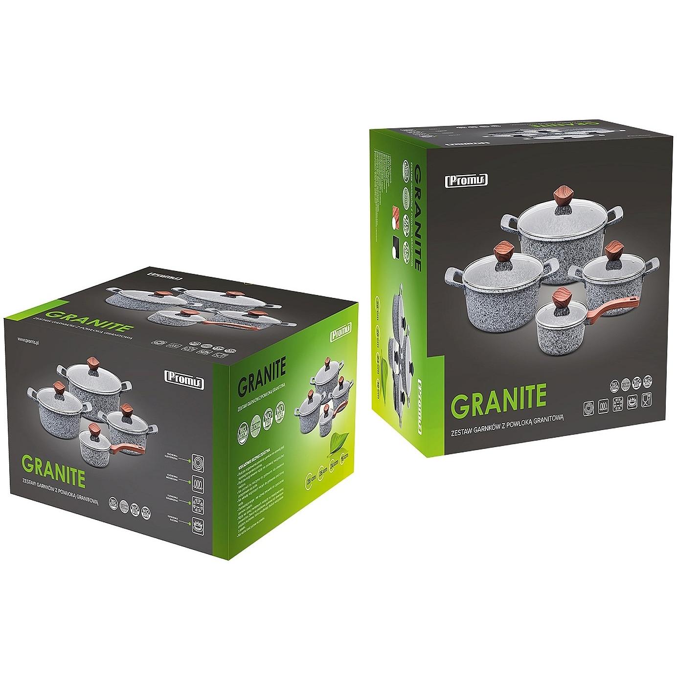 Thumbnail - Promis Pot set with brown handles, 8 items (GR, Pfanne + Kochtopf, Grau