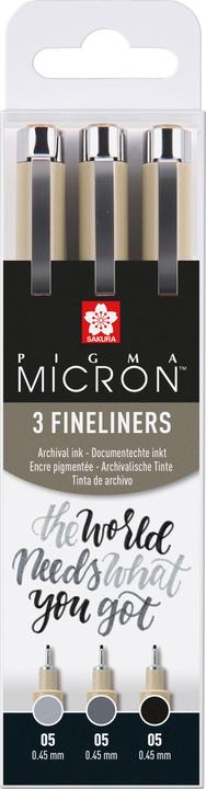 Actual product image Sakura Pigma Micron (Black, Dgrey, 3 x)