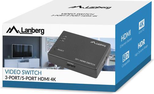 Produktbild Lanberg -SCHALTER VIDEO 3X HDMI + PORT MICRO USB SWV-HDMI-0003