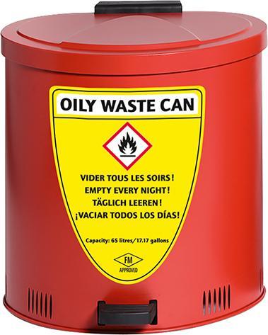 Actual product image asecos Cleaning cloth collection container sheet steel red 65 litres
