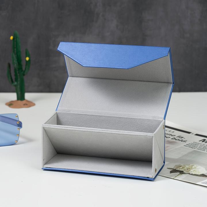 Produktbild Only-Bags.Store Aufbewahrungsbox aus PU-Leder mit Samtfutter | Mehrfarbiger 2-Fächer-Organizer für Brillen, Schmuck