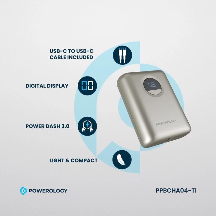 Produktbild Powerology Ultra-Compact Power Bank 10000mAh PD 20W (10000 mAh, 20 W)
