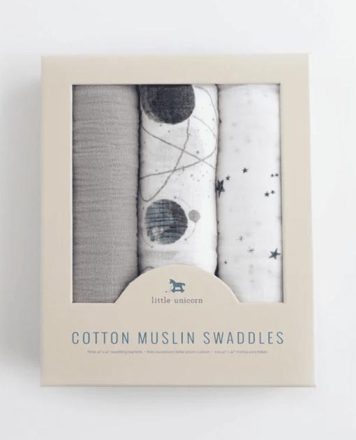 little unicorn Cotton Muslin Swaddle 3 Pack - Pressed Petals (120 cm, 120 cm)