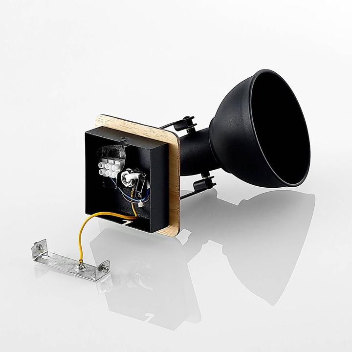 Actual product image Lindby Aylis Spot, black, wood, single flame (E14)