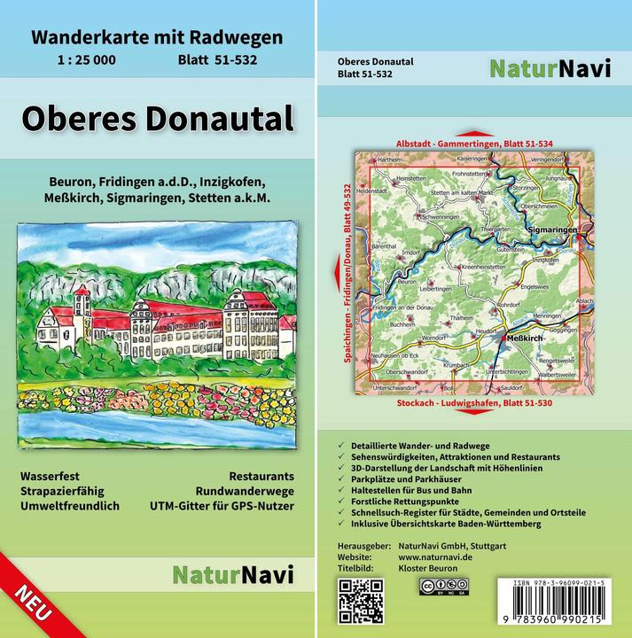 Produktbild NaturNavi Wanderkte. Oberes Donautal.