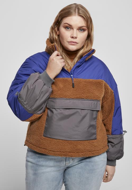 Actual product image Urban Classics Ladies Sherpa 3-Tone Pull Over Jacket (XS)