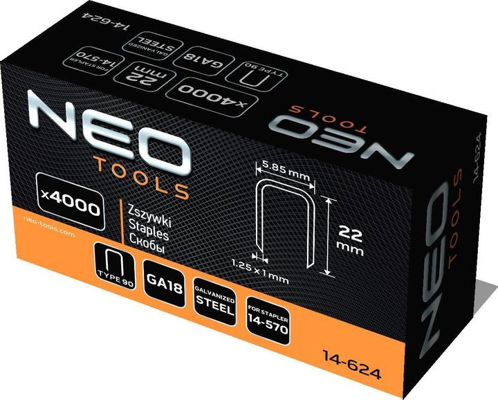 Neo Graffe zincate per cucitrici pneumatiche (14-570), GA18, tipo 90 (4K), lunghezza 22 mm, 4000 s (1 x)