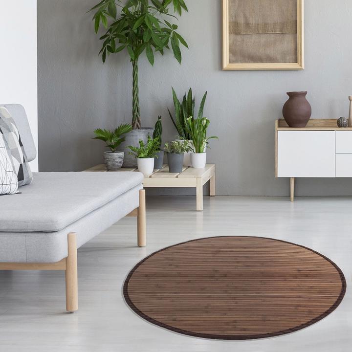 Actual product image Greendeco Bamboo mat 150cm round dark brown (150 x 150 cm)
