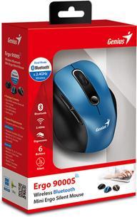 Produktbild Genius Ergo 9000S/Ergonomická/Optická/Pro praváky/2 400 DPI/Bezdrátová USB + Bluetooth/Černá-modrá (Kabellos)