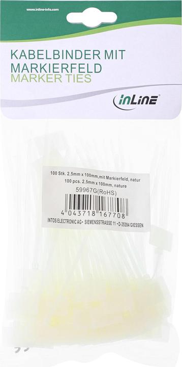 Productafbeelding InLine Kabelbinder Markeringsveld buiten (Plastic kabelbinders, 200 mm, 100 Pcs.)