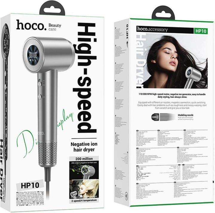 Actual product image Hoco Other EOL negative ion hair dryer with digital display HP10 gray
