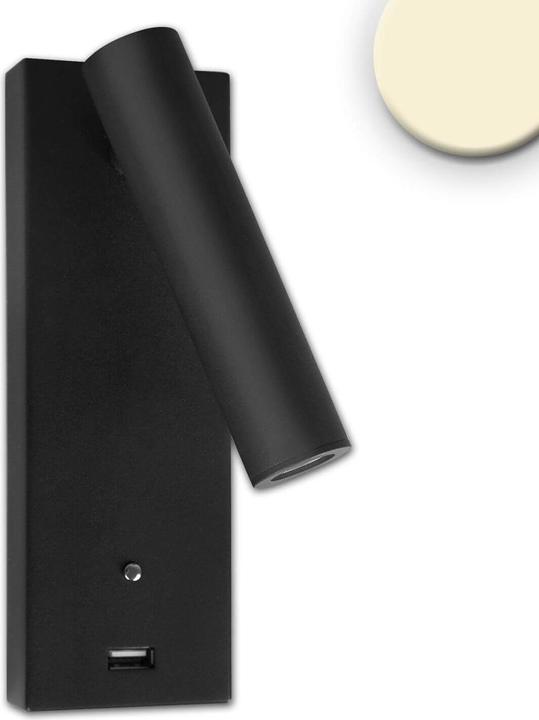 Produktbild Isoled LED Leseleuchte, 3W, schwarz, mit USB A Ladebuchse, warmweiss, 3 Stufen dimmbar