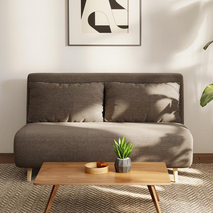 Produktbild Homcom Schlafsofa Polyester, Buchenholz Kaffee-Braun