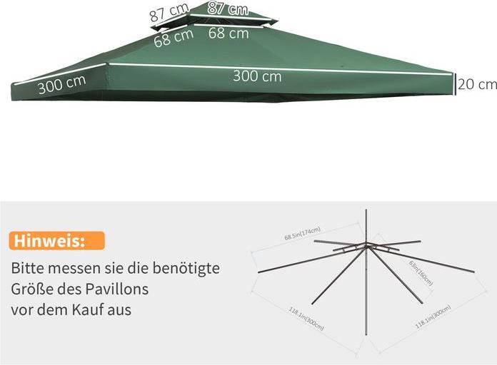 Image du produit Swisshandel24 Toit de remplacement pour pavillon métallique Tente de jardin Tente de réception Tente de jardin (300 cm, 300 cm)