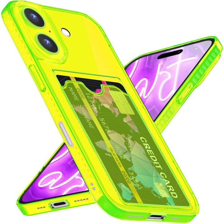 Immagine prodotto Nalia Portacarte trasparente in silicone trasparente al neon (Apple iPhone 16)