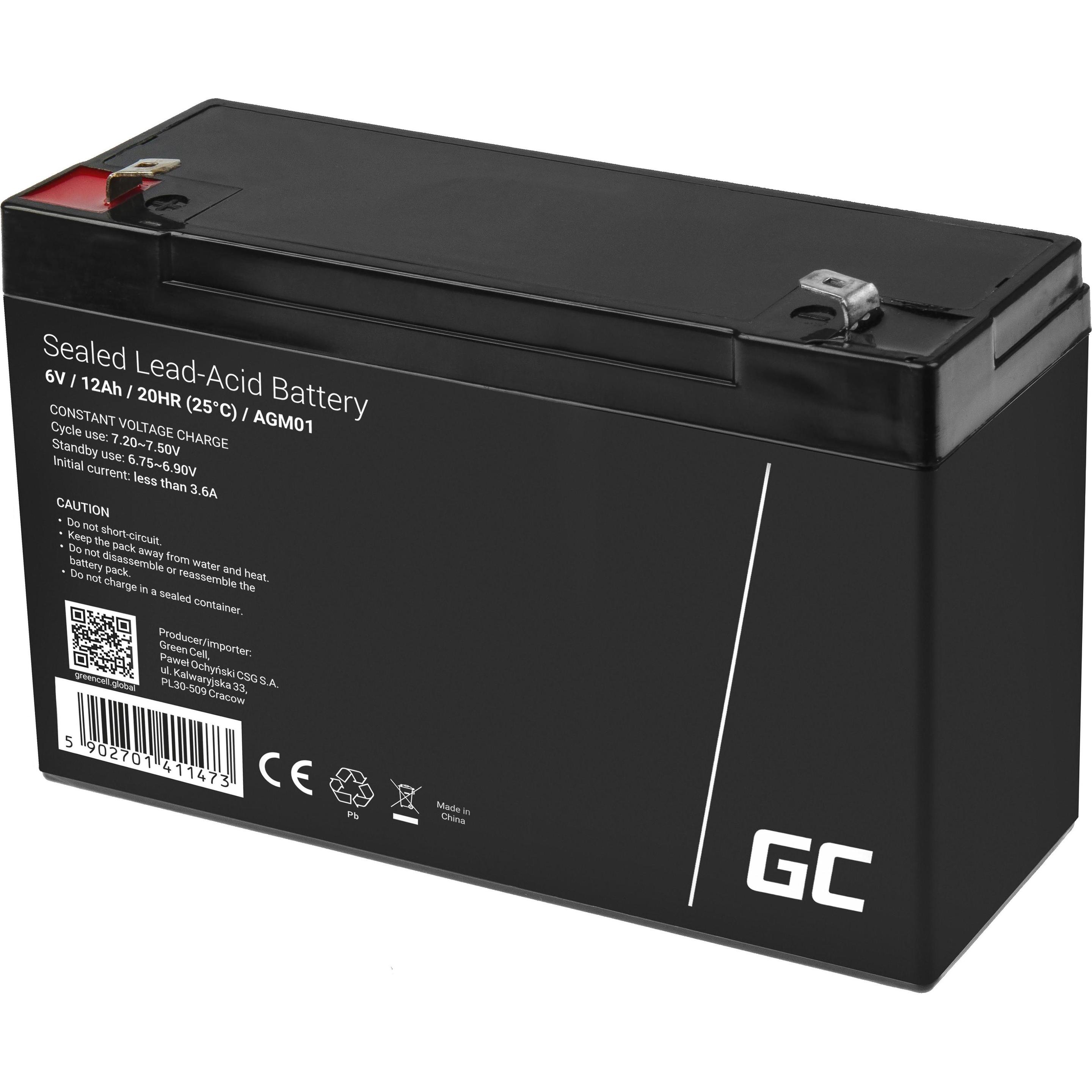 GreenCell, Versorgungsbatterie, AGM01 (6 V, 12 Ah)