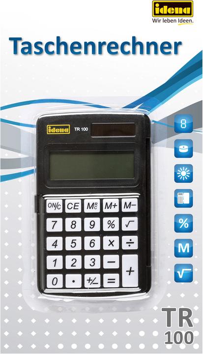 Actual product image Idena Pocket calculator TR 100, 8 digits (Solar cells, Batteries)