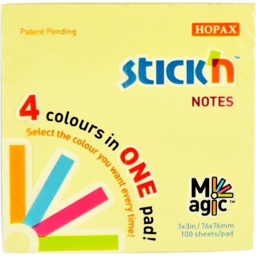 Thumbnail - B.N.T., Heft + Block, Stick'N Magic 76x76mm 4x25 Blätter in verschiedenen Farben - (12 Stk.)