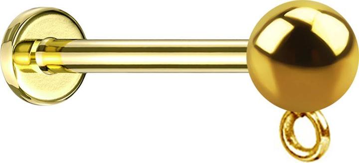 Actual product image Star Piercing Micro labret internal thread gold-plated with ball ring for pendant (without brass, Surgical steel 316L)