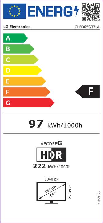 Energie-Label LG OLED65G33LA 65" (165 cm) OLED 4K Smart TV (65", G3, OLED, 4K, 2023)