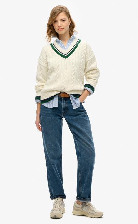 Produktbild Superdry Cricket Strickpullover in Übergrösse mit V-Ausschnitt (L)