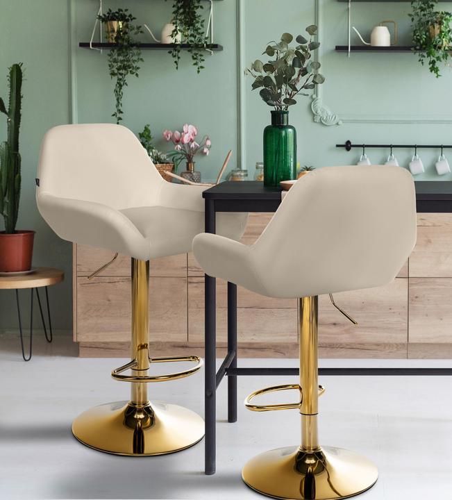 Actual product image CLP Set of 2 bar stools Braga cover with gold frame, height-adjustable