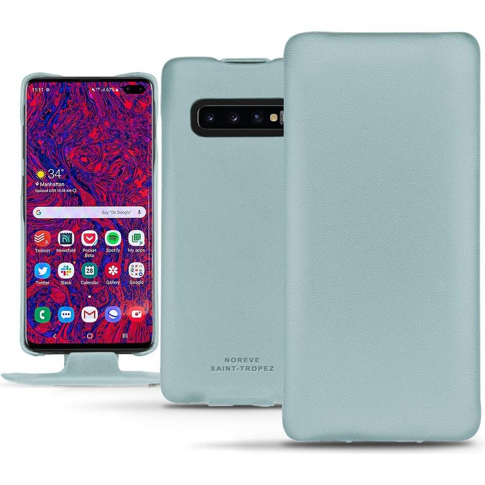 Noreve Lederschutzhülle vertikal (Samsung Galaxy S10 5G), Smartphone Hülle, Blau