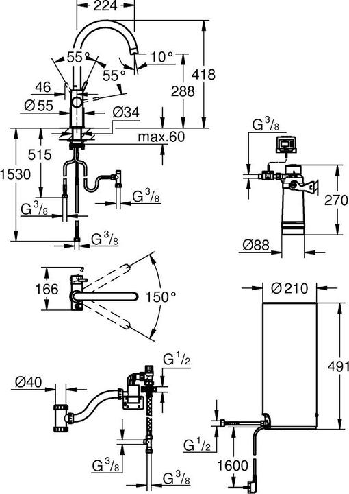 Image du produit Grohe Küchenarmatur mit Filterfunktion und kochend heisses Wasser GROHE Red Duo chrom glänzend 30079001