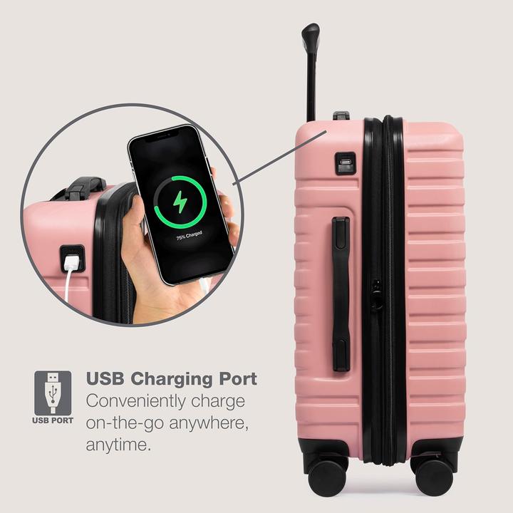 Actual product image U.S. Traveler Hartschalenkoffer mit USB-Anschluss und Spinnrollen