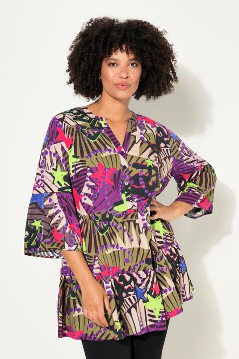 Immagine prodotto Angel of Style Bluse, Sternen-Mustermix, Knopfleiste, 3/4-Ärmel, Volants (52)