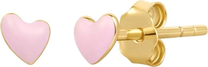 Immagine prodotto Glanzstücke München Orecchini con borchie in argento sterling, oro giallo e smalto rosa - 36730 (Argento)