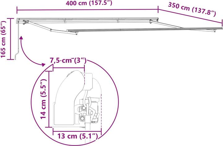 Produktbild vidaXL Einziehbare Markise (3.50 m)