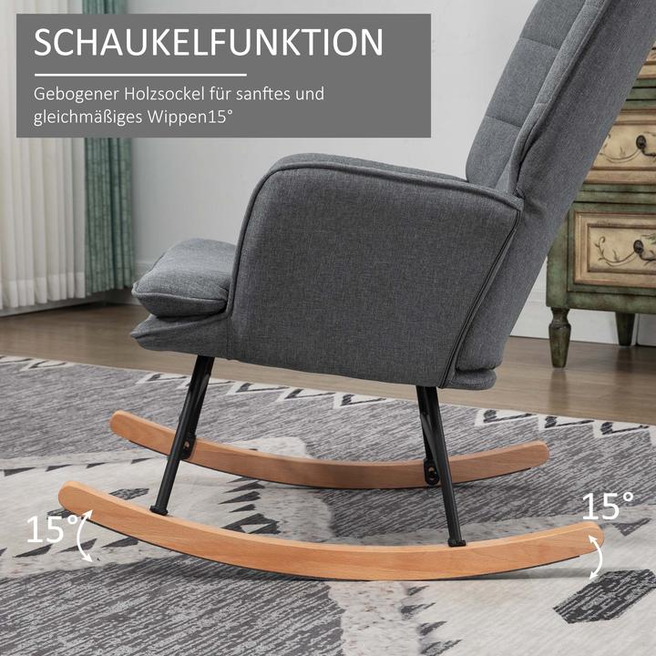 Image du produit Homcom Schaukelstuhl mit Hocker Polyester, Schaumstoff Grau