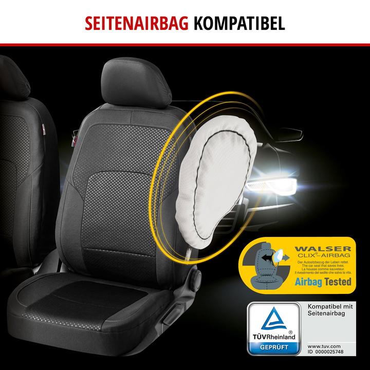 Produktbild Walser Autositzbezug ZIPP-IT Premium Logan, PKW-Schonbezüge Komplettset mit Reiverschluss-System schwarz/s