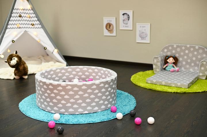 Image du produit Knorrtoys Bällebad soft - "Grey white clouds" - 300 balls creme/grey/rose (ca. 6cm Durchmesser)