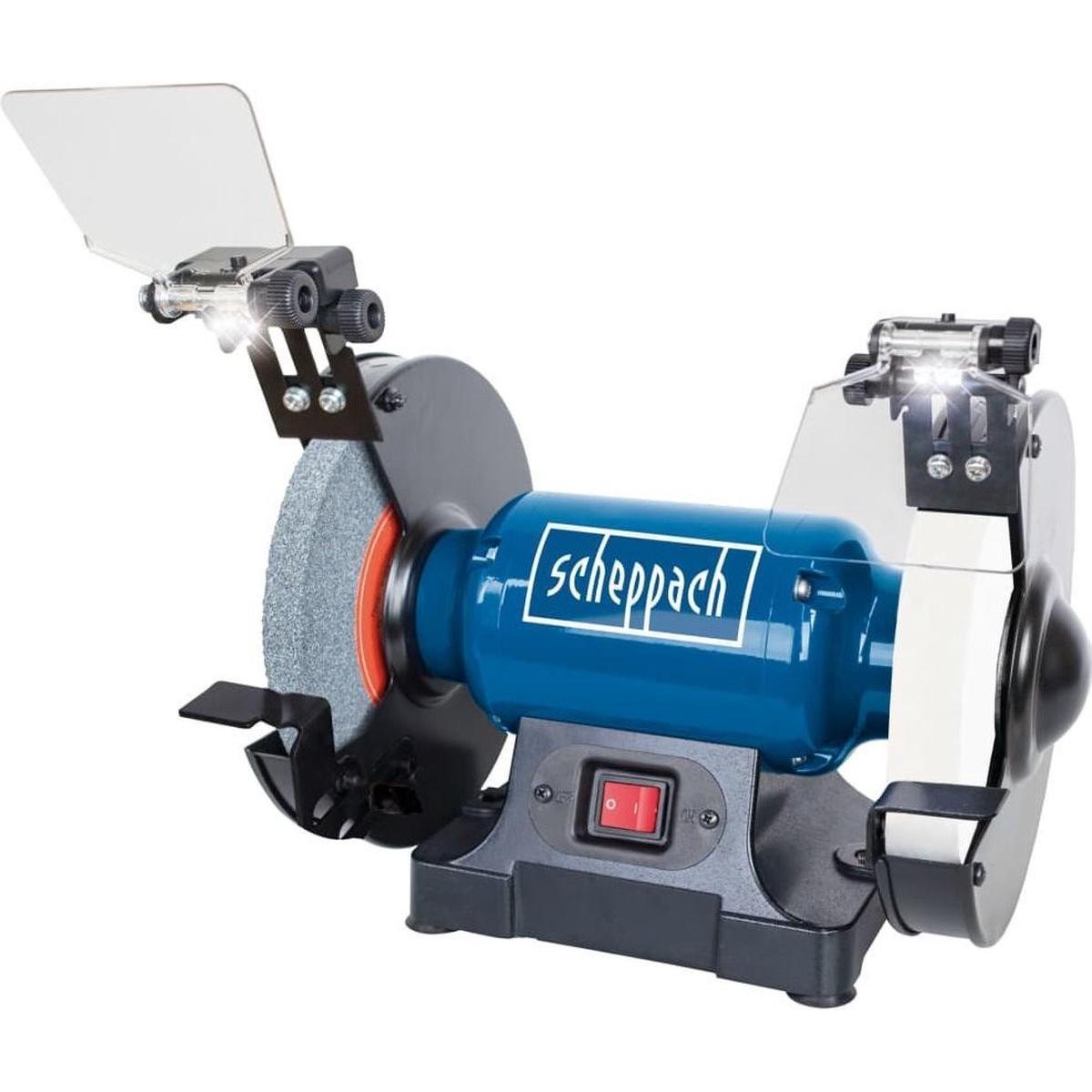 Scheppach, Rettificatrice + lucidatrice, Levigatrice doppia SM200AL (fai da te) (Tritacarne da banco, 500 W)