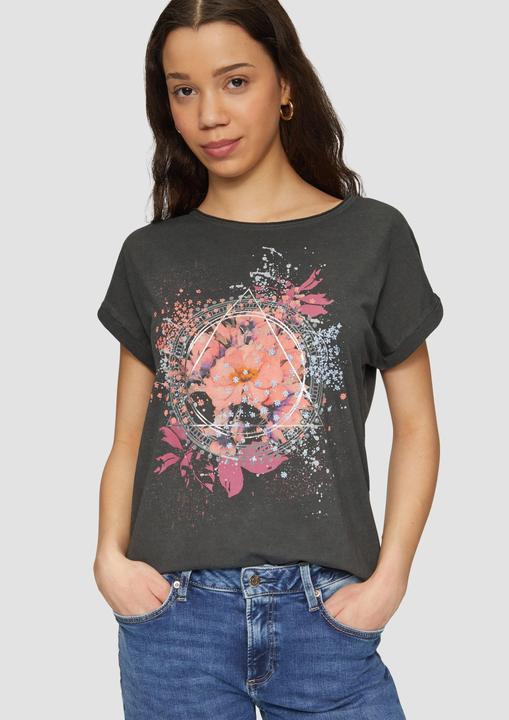 Produktbild S.Oliver T-Shirt Oversize-Shirt in gewaschener Optik mit Frontprint (XS)