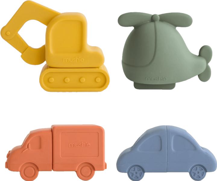 Actual product image Mushie Bath play set vehicles