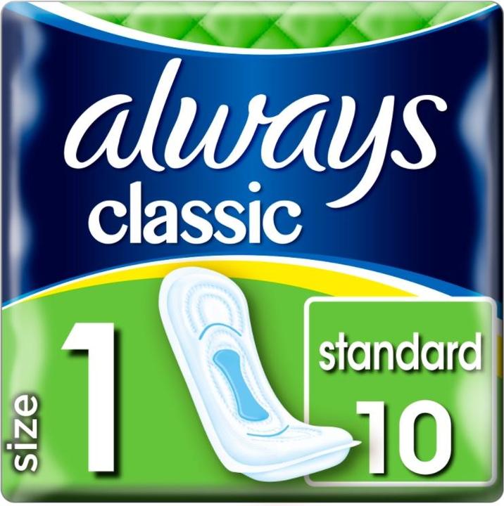 Actual product image Always classic standard, sanitary pads without wings, 10 pieces (met) (10 x)