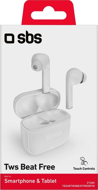 Produktbild SBS TWS Beat Free Kopfhörer mit 200mAh Ladestation white (3.50 h, Kabellos)