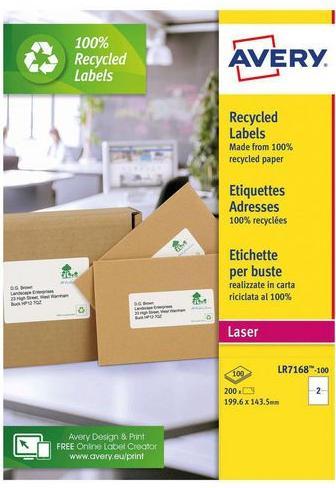 Actual product image Avery Recycling shipping labels