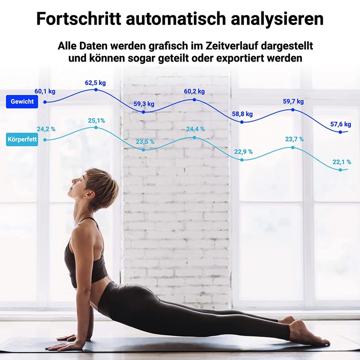 Image du produit Fitleap Waage mit Körperfett- & Muskelanalyse, Digitale Personenwaage (180 kg)