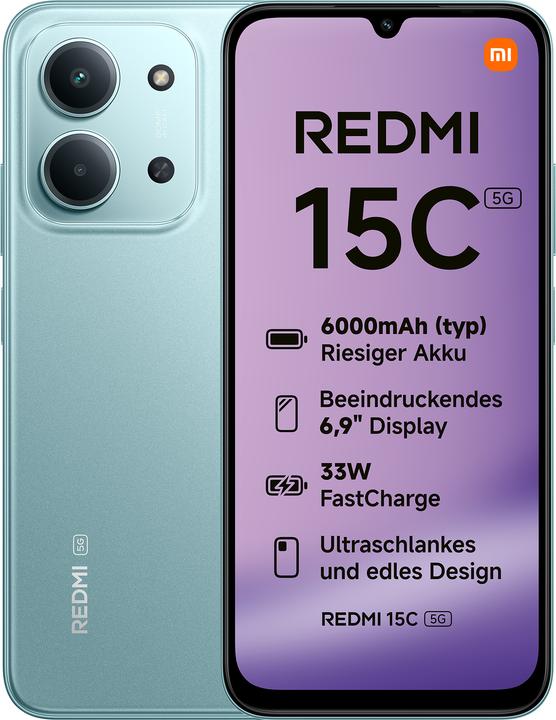 Actual product image Xiaomi Redmi 15C 5G Dual Sim 4GB RAM 128GB - Mint Green (128 GB, Mint green, 6.90", Dual SIM, 5G)