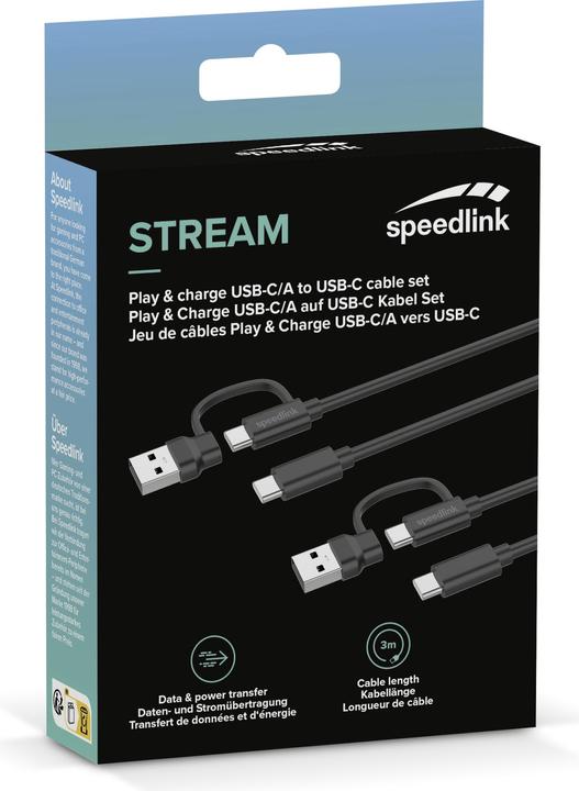 Immagine prodotto Speedlink Cavo di ricarica 2 in 1 (3 m, USB 2.0, USB 3.1)